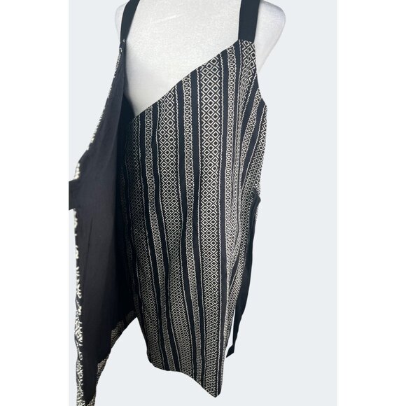 Venus Black & White Geometric Print Sleeveless Wrap Dress Beach Cover-up Medium - Picture 14 of 15
